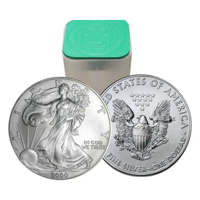 Tube of 20 - 1 oz American Silver Eagle Coins - Total of 2000 oz!