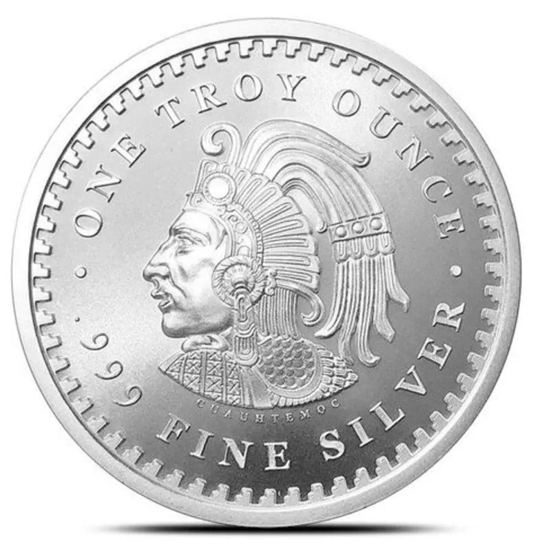 1 Oz .999 Pure Silver Aztec Calendar Stone - Eagle Warrior of Tenochtitlan