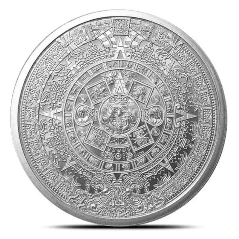 1 Oz .999 Pure Silver Aztec Calendar Stone - Eagle Warrior of Tenochtitlan