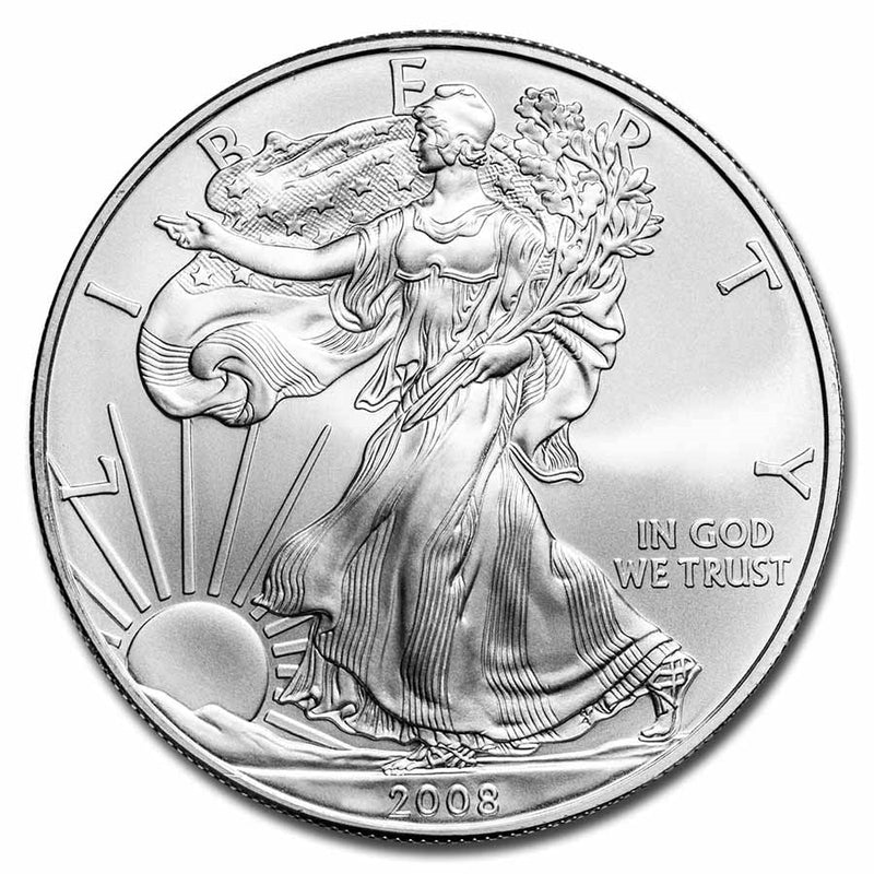 2008 Uncirculated American Silver Eagle Coin - .999 Fine Silver Collectible