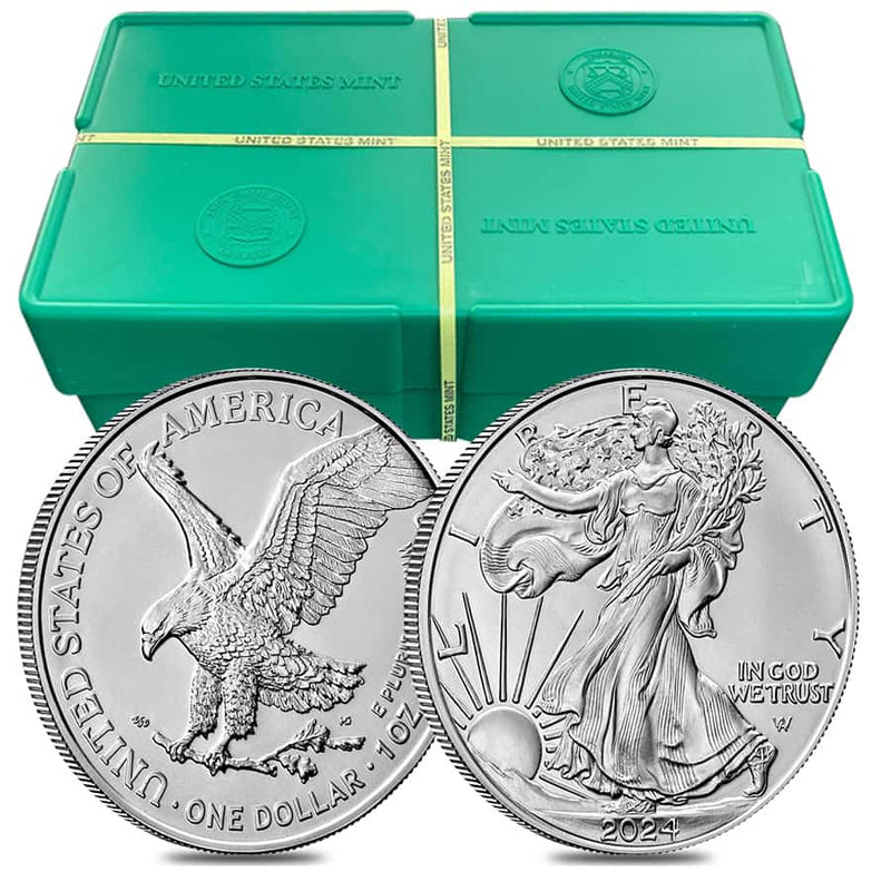 Epic 500-Coin Monster Box of 2024 Silver American Eagle 1 Oz (25 Roll Tubes)